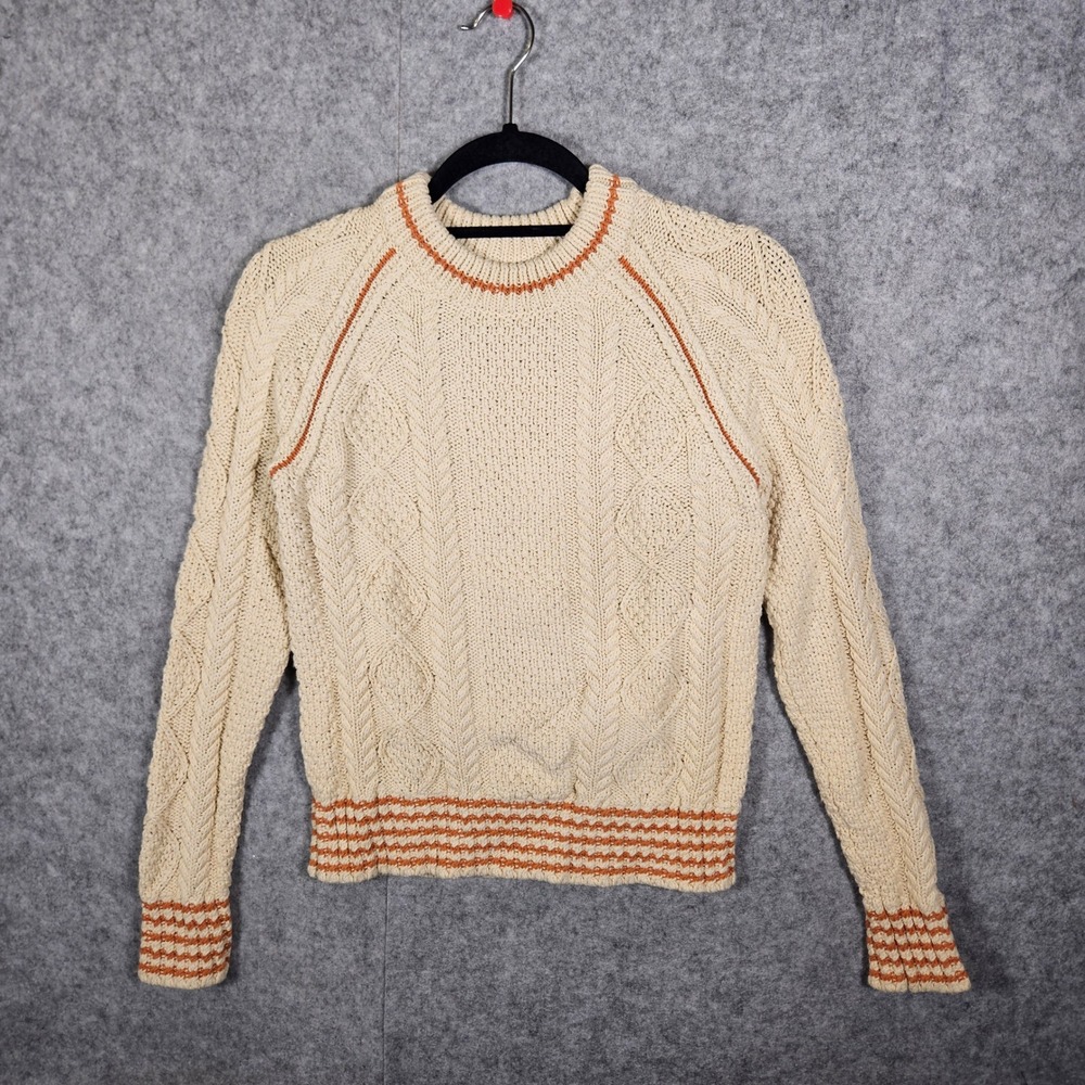 LL Bean Signature Womens Cable Knit Cotton Sweater Preppy Cozy Casual Size Small